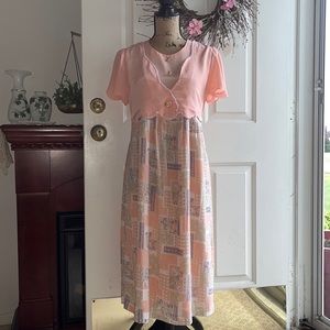 Vintage 80s Midi Tie Back Dress